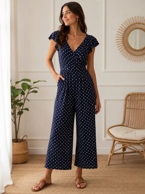 Old Navy Navy Polka Dot  Jumpsuit